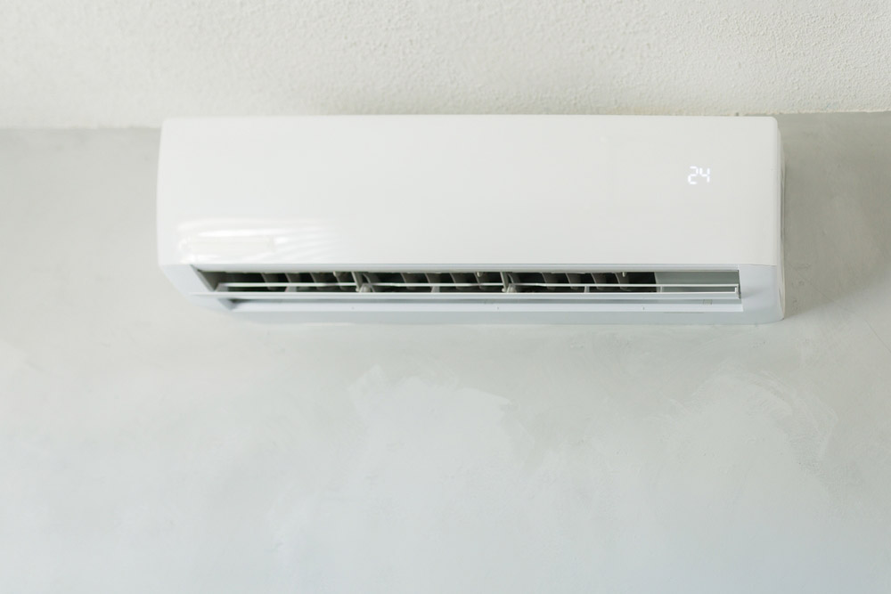 mini split AC on an open wall
