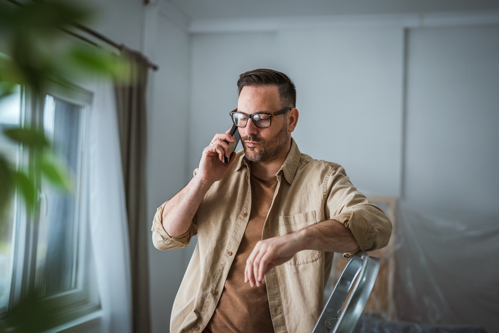 homeowner on a phone call