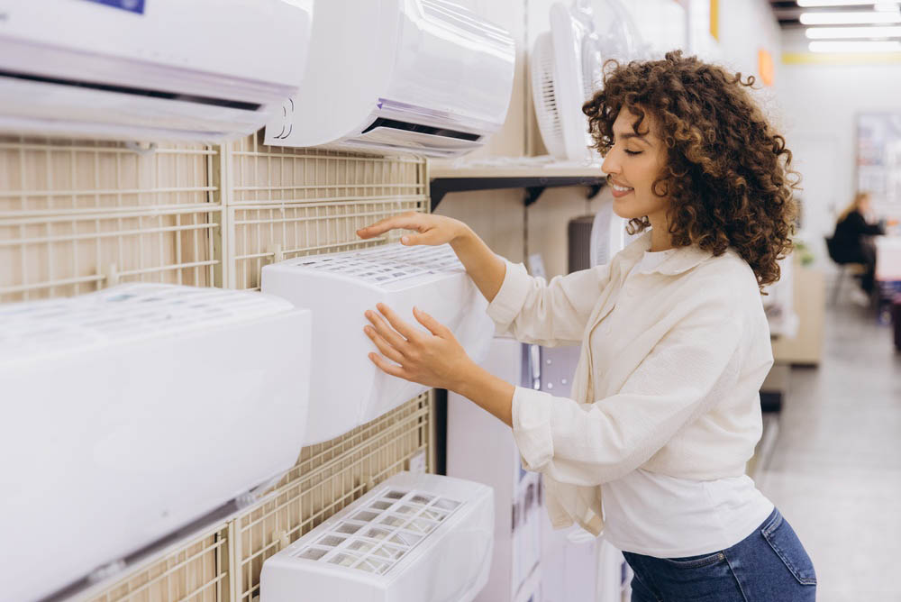 person looking at AC units